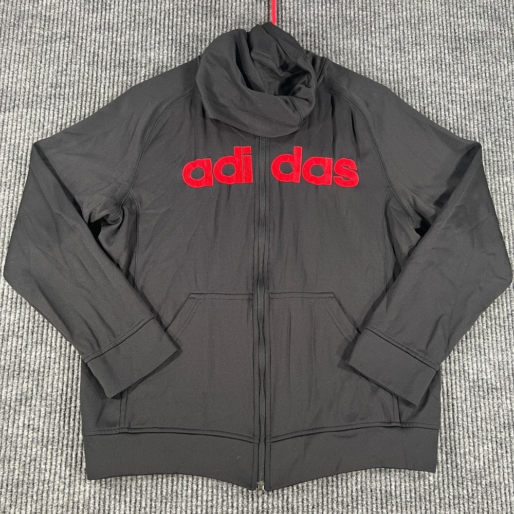 Adidas Youth Boys Shirt Hoodie Sweatshirt Sweater Large 14-16 Black Long Sleeve
